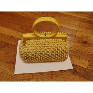 1960’s Mister Gigi Vintage Beaded Crocheted Purse Mode Retro Yellow